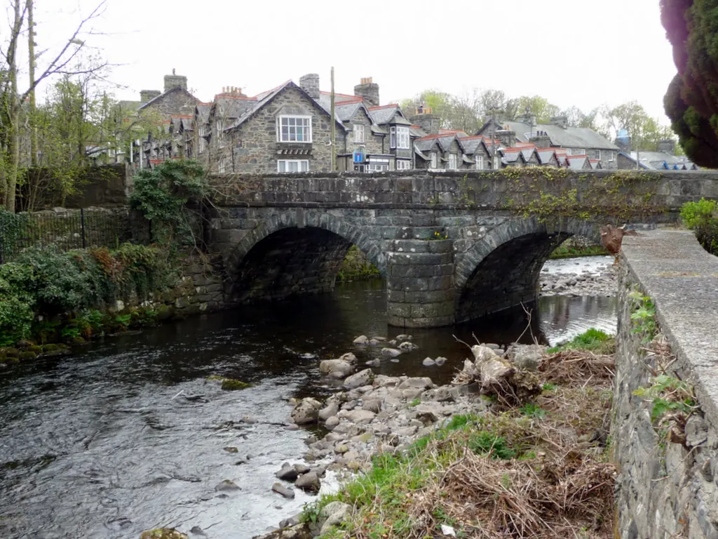 The stone bridge over the River Artro in Llanbedr, Gwynedd
